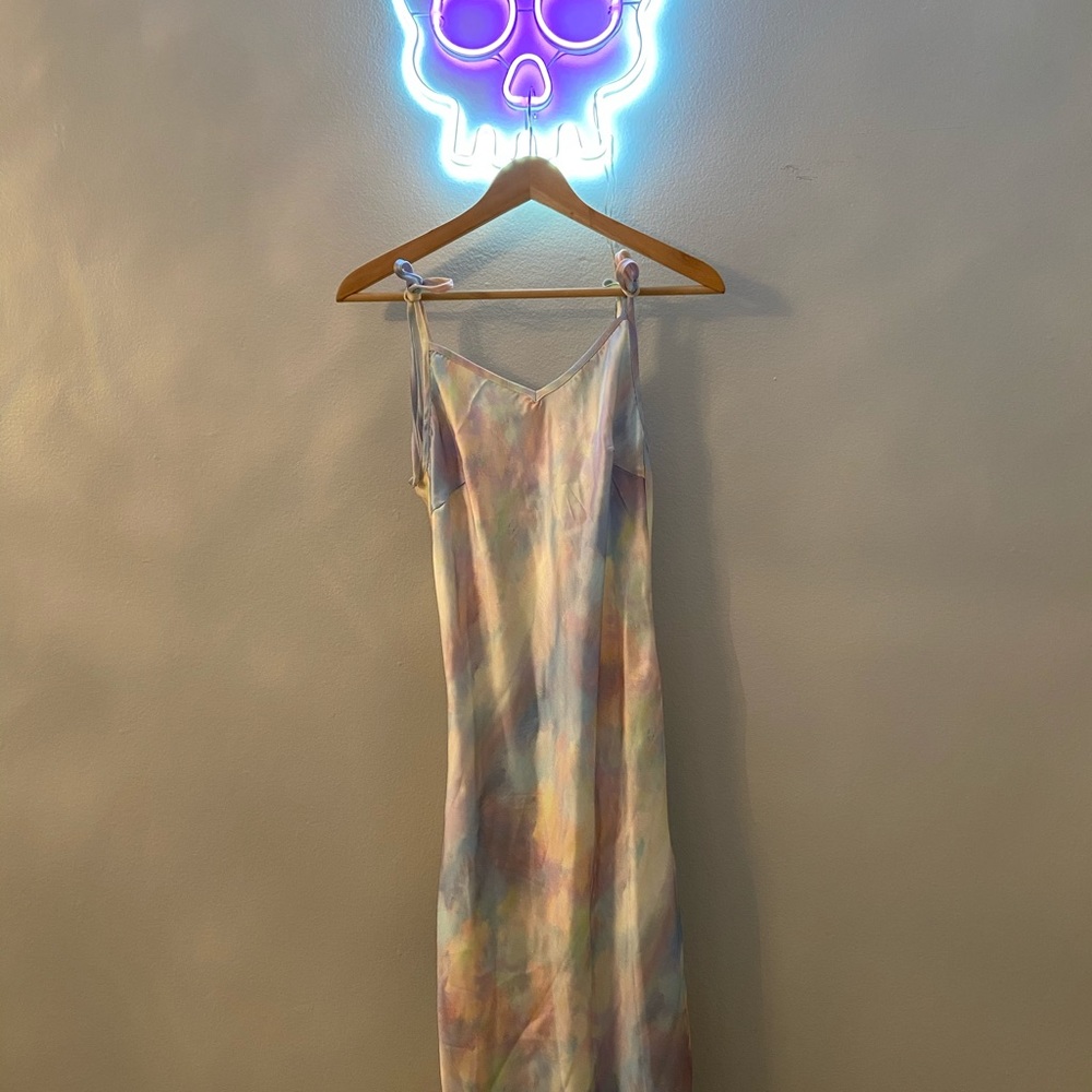 Tie Dye satin strap dress